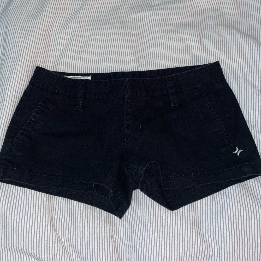 Vintage Hurley Black Denim Low-Rider Shorts Size 3